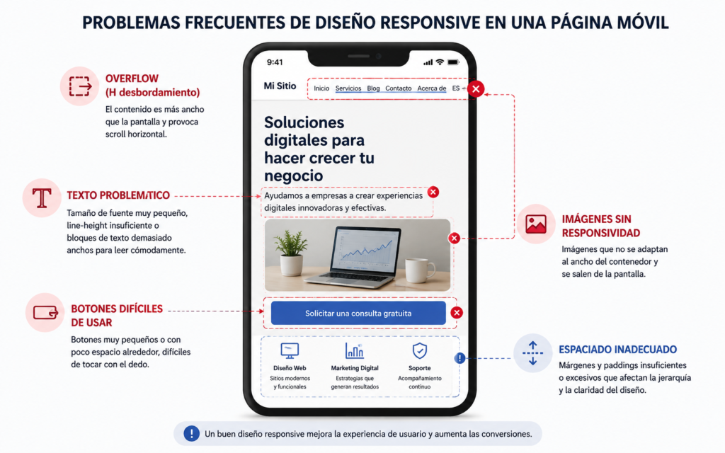 Mi página web se ve mal en celular: 11 problemas críticos de diseño responsive y cómo solucionarlos 1 Diseño Responsive